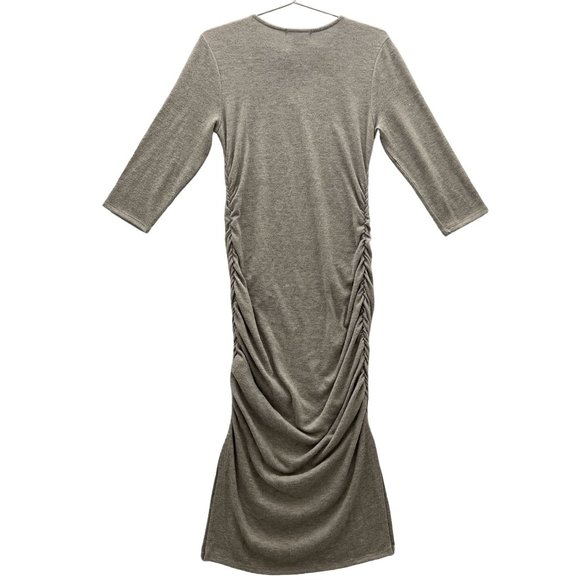 INC Women's 3/4 Sleeve Ruched Midi Dress Size Small Heather Grey 2pc NWT 0102 - Picture 3 of 11